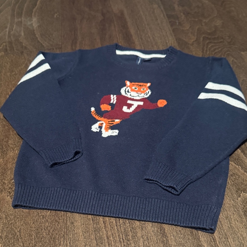 Janie and Jack Blue Sweater with Tiger Motif